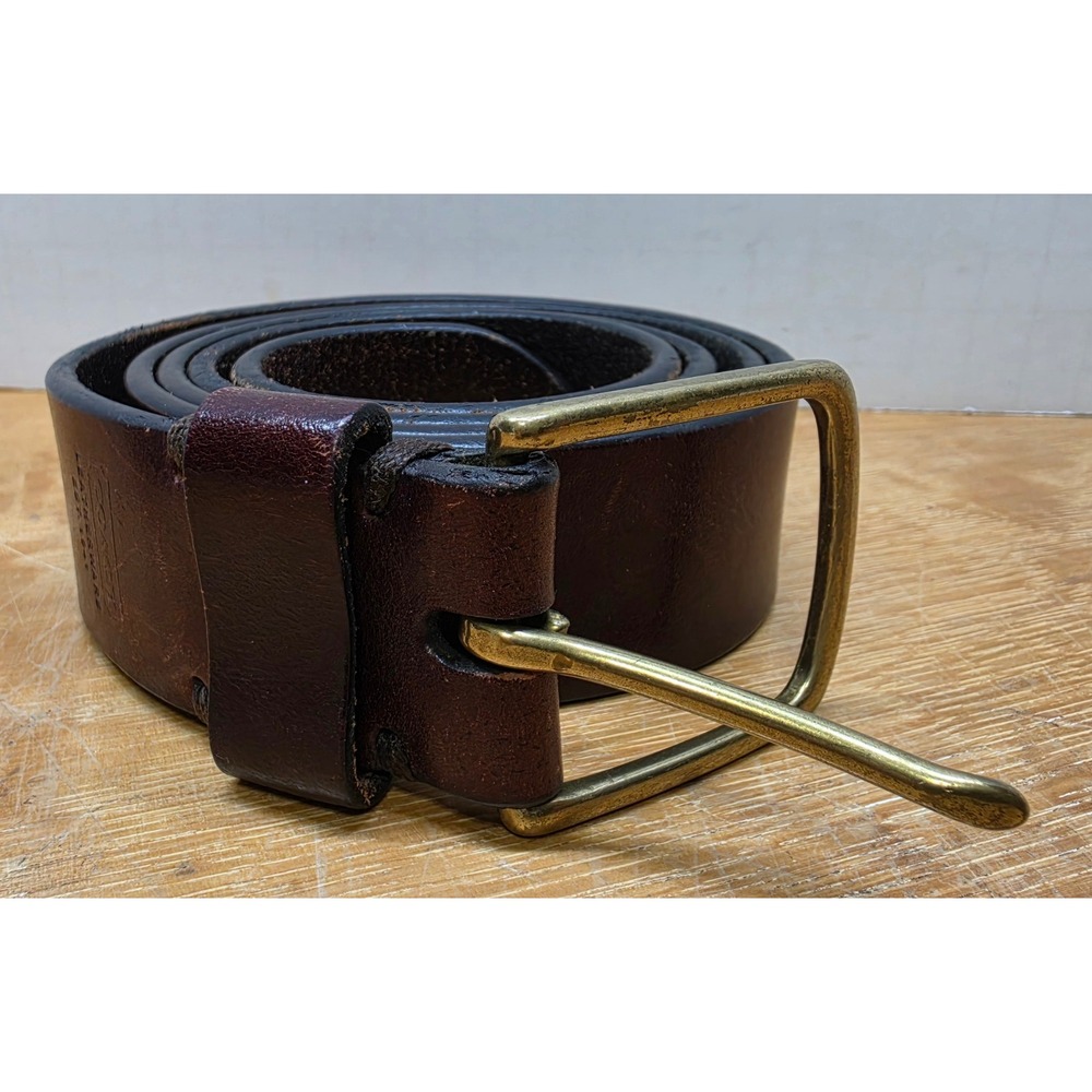 Coach Leatherware Mens 40 Mahogany Brown Leather Brass Buckle Belt 3721